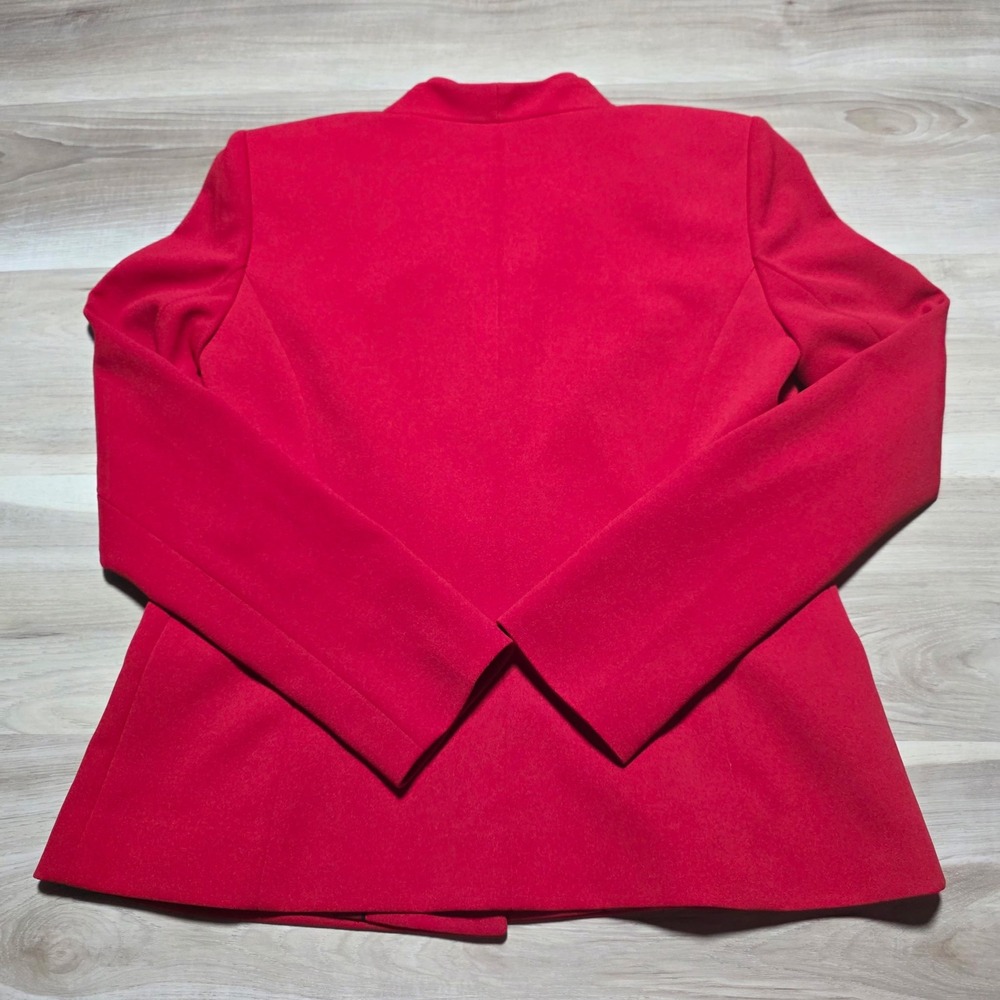 Calvin Klein Blazer Women 6 Red‎ Collarless Single Button Career Professional - Picture 3 of 9